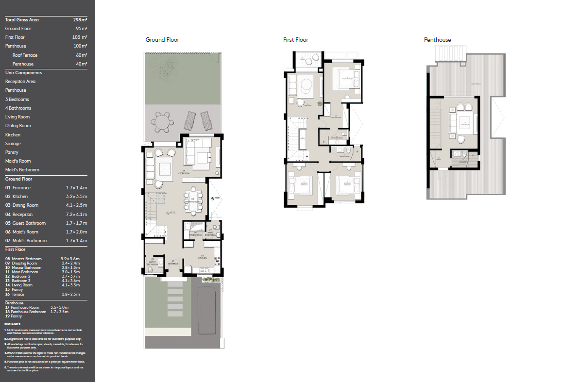 Floor plan for townhouse at Al Burouj