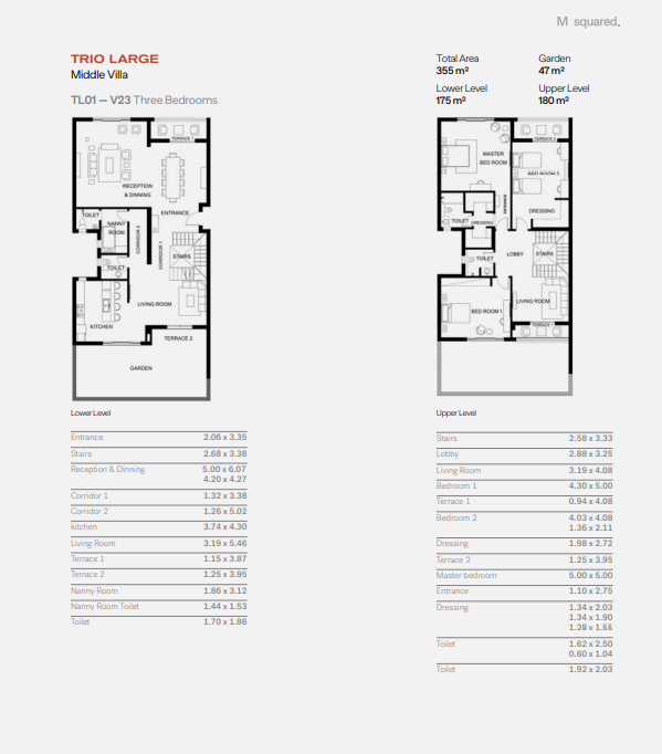 Floor plan for duplex at Trio