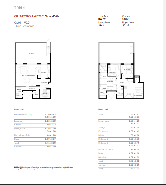 Floor plan for duplex at Trio