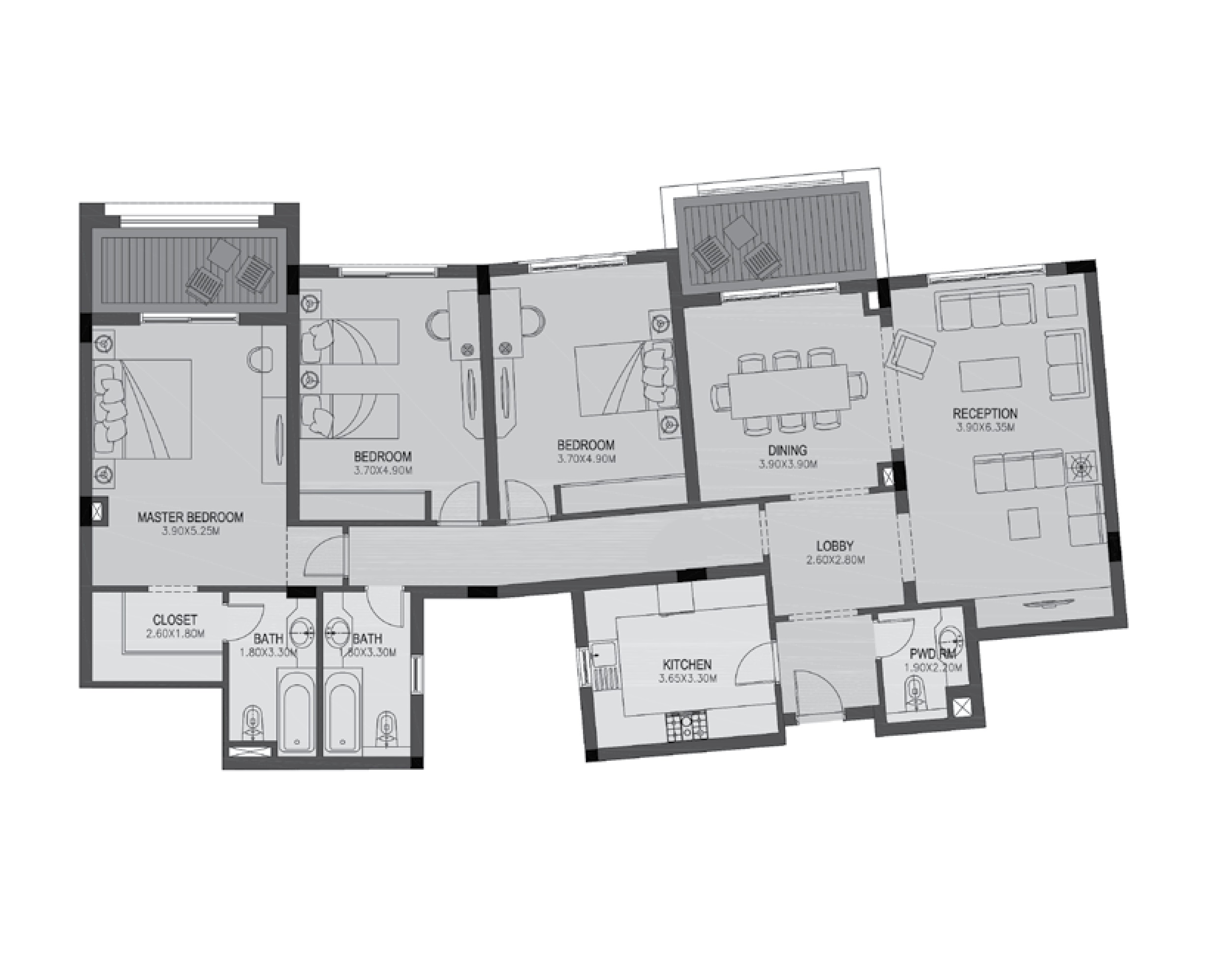 Floor plan for apartment at Uptown Cairo
