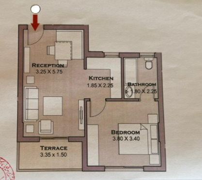 Floor plan for studio at Taj City