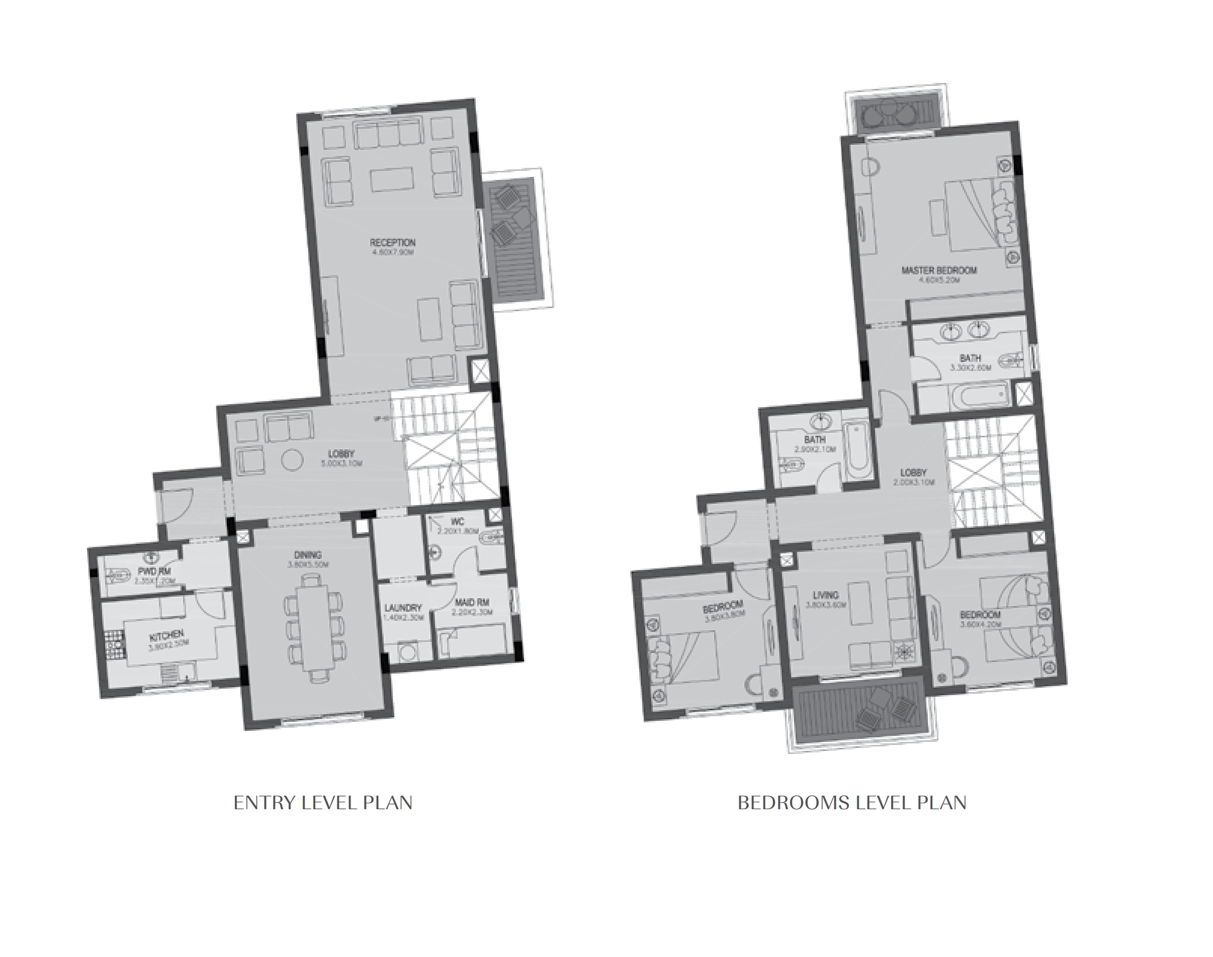 Floor plan for duplex at Uptown Cairo