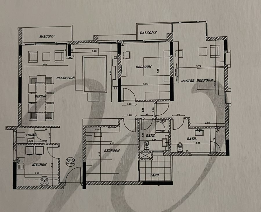 Floor plan for apartment at The Waterway - New Cairo