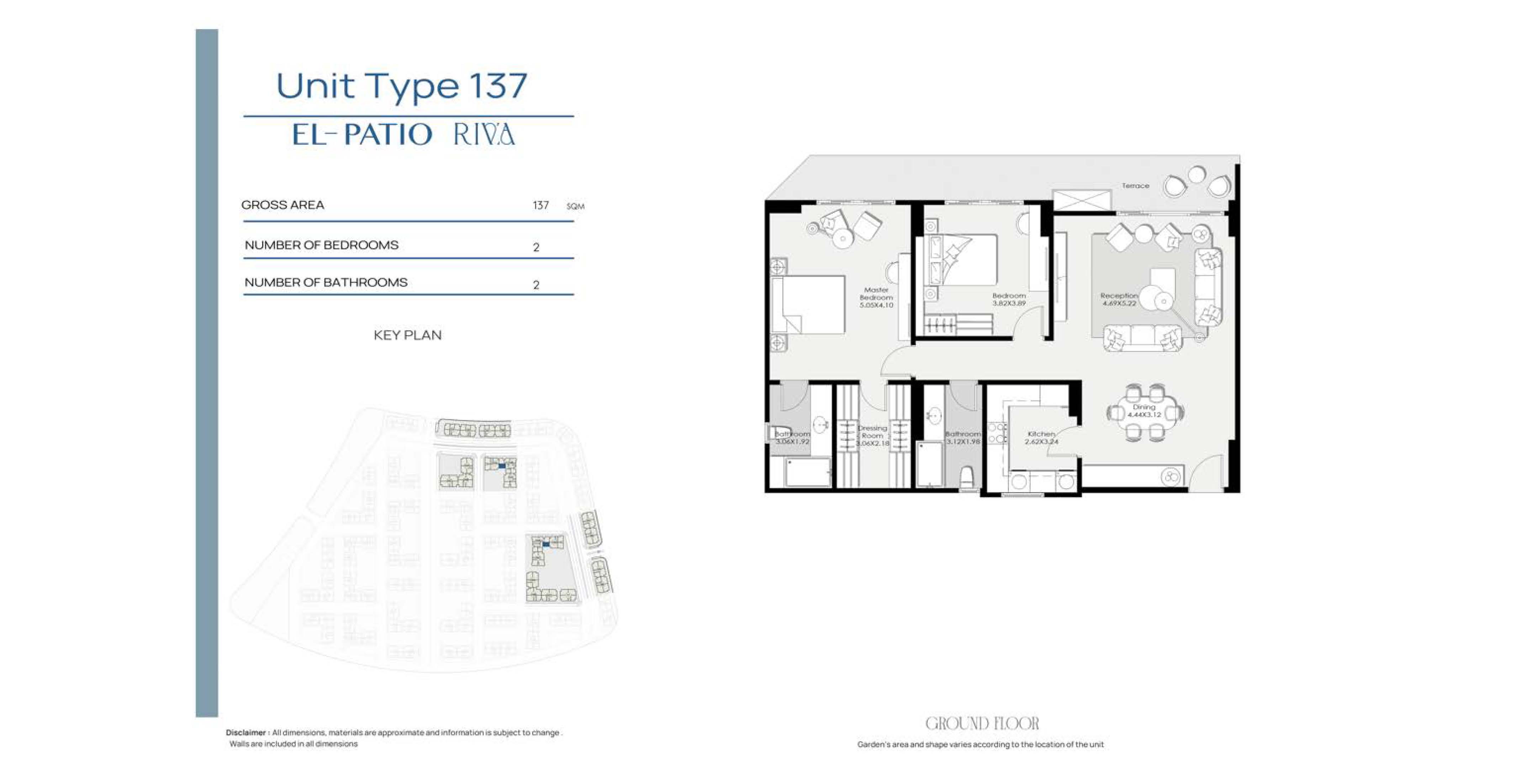 Floor plan for apartment at El Patio Riva