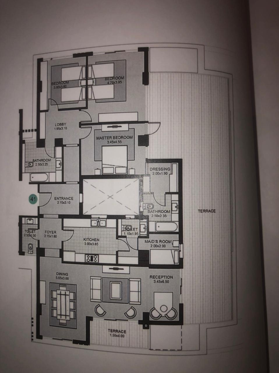 Floor plan for penthouse at Villette