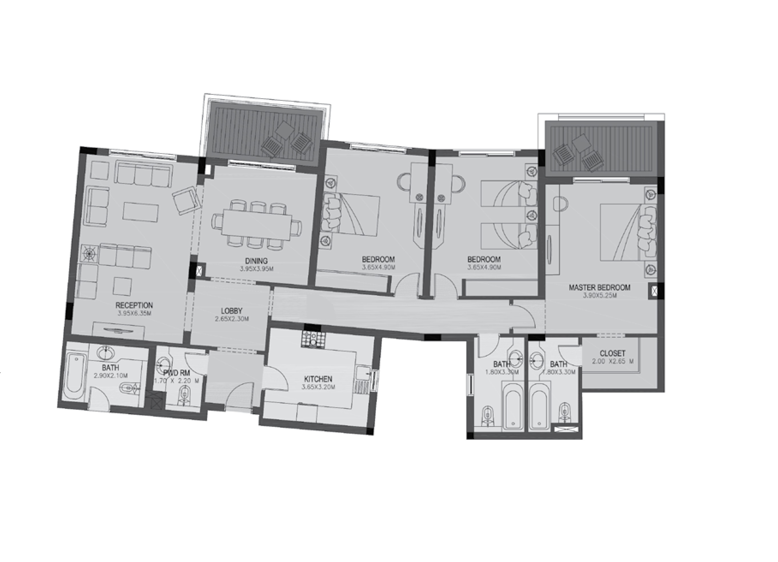 Floor plan for apartment at Uptown Cairo