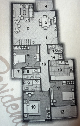 Floor plan for penthouse at Stone Residence