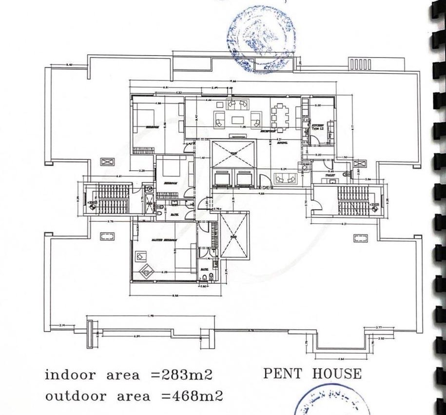 Floor plan for penthouse at The Waterway - New Cairo