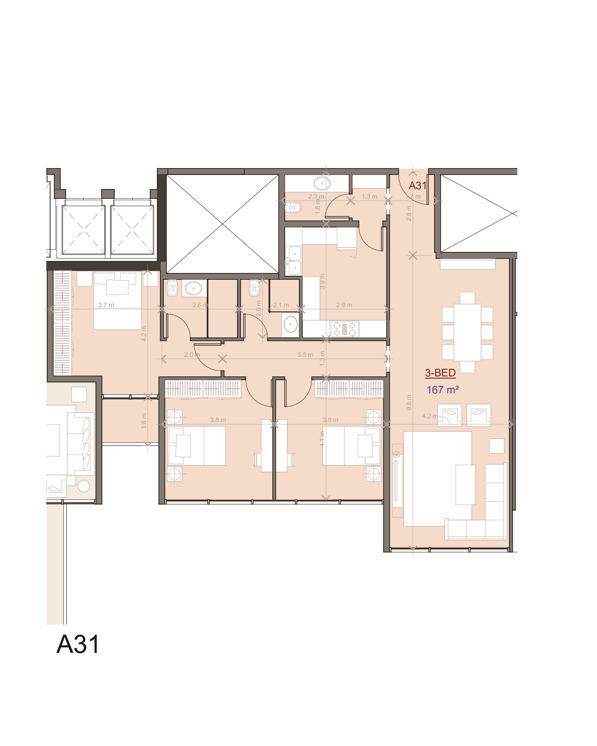 Floor plan for apartment at The View Waterway