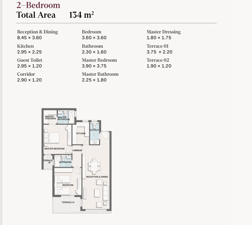 Floor plan for apartment at Telal East