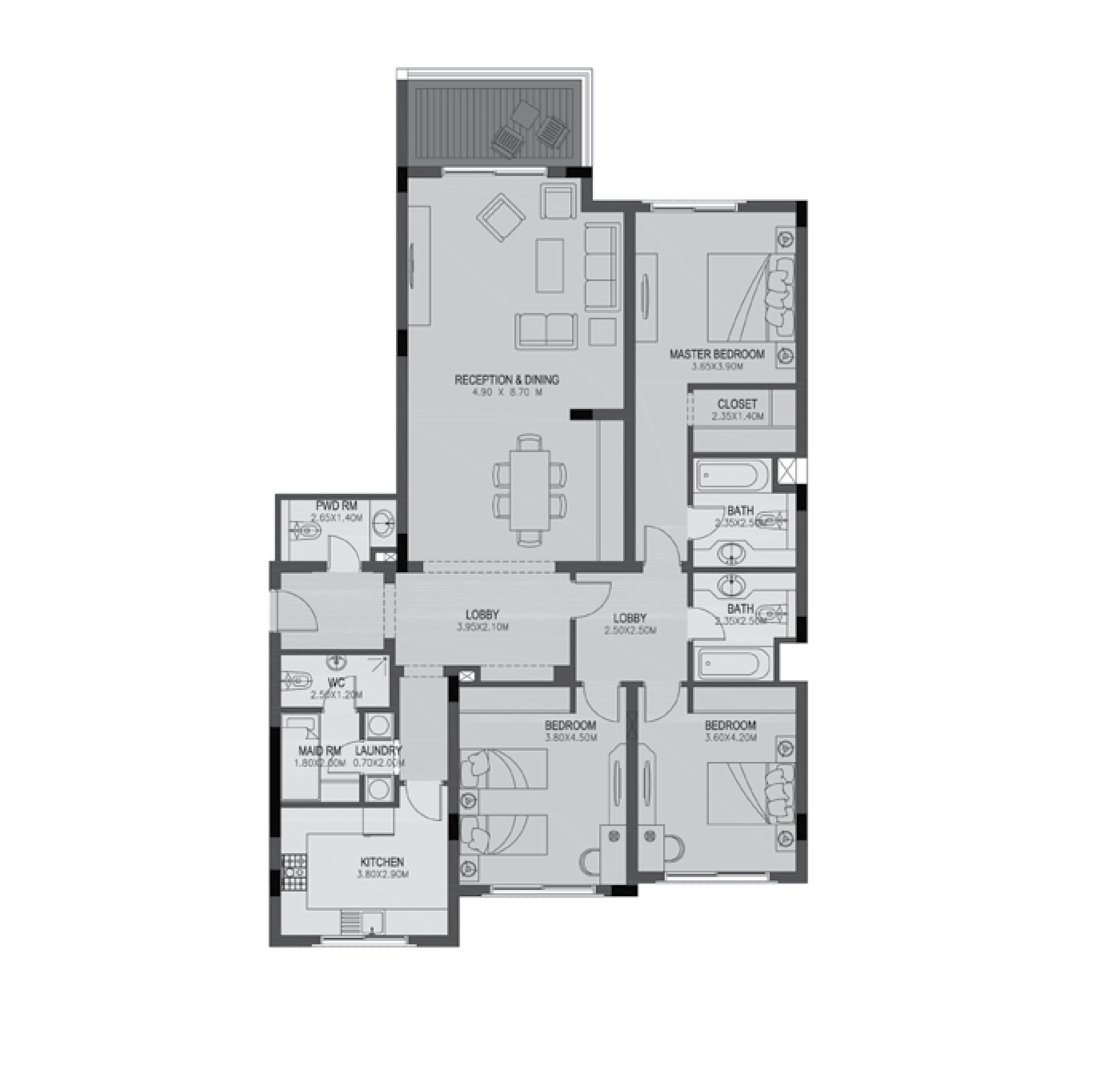 Floor plan for apartment at Uptown Cairo