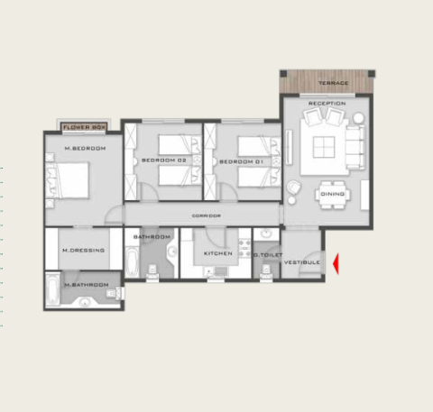 Floor plan for apartment at Aliva Mountain View Mostakbal City