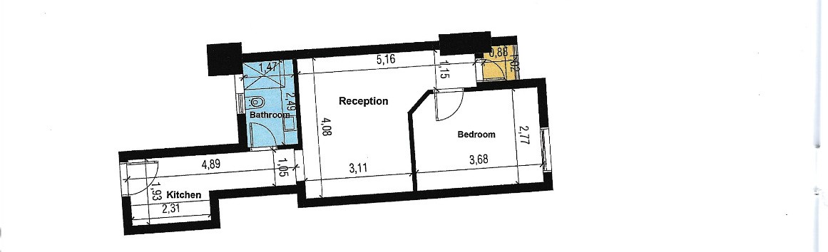 Floor plan for studio at Marriott Residences Heliopolis