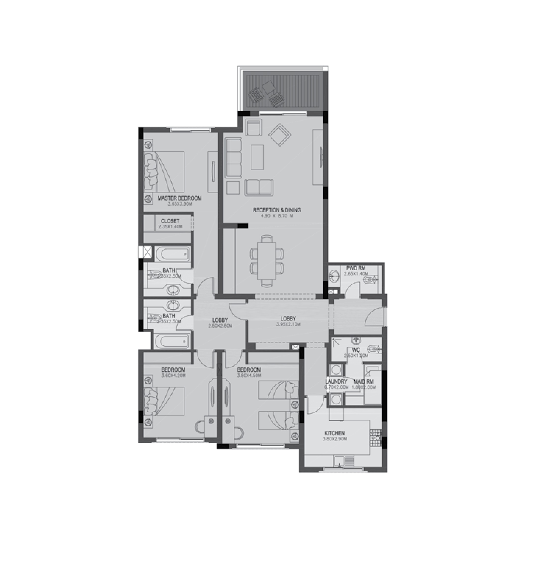 Floor plan for apartment at Uptown Cairo