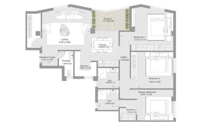 Floor plan for apartment at Taj City