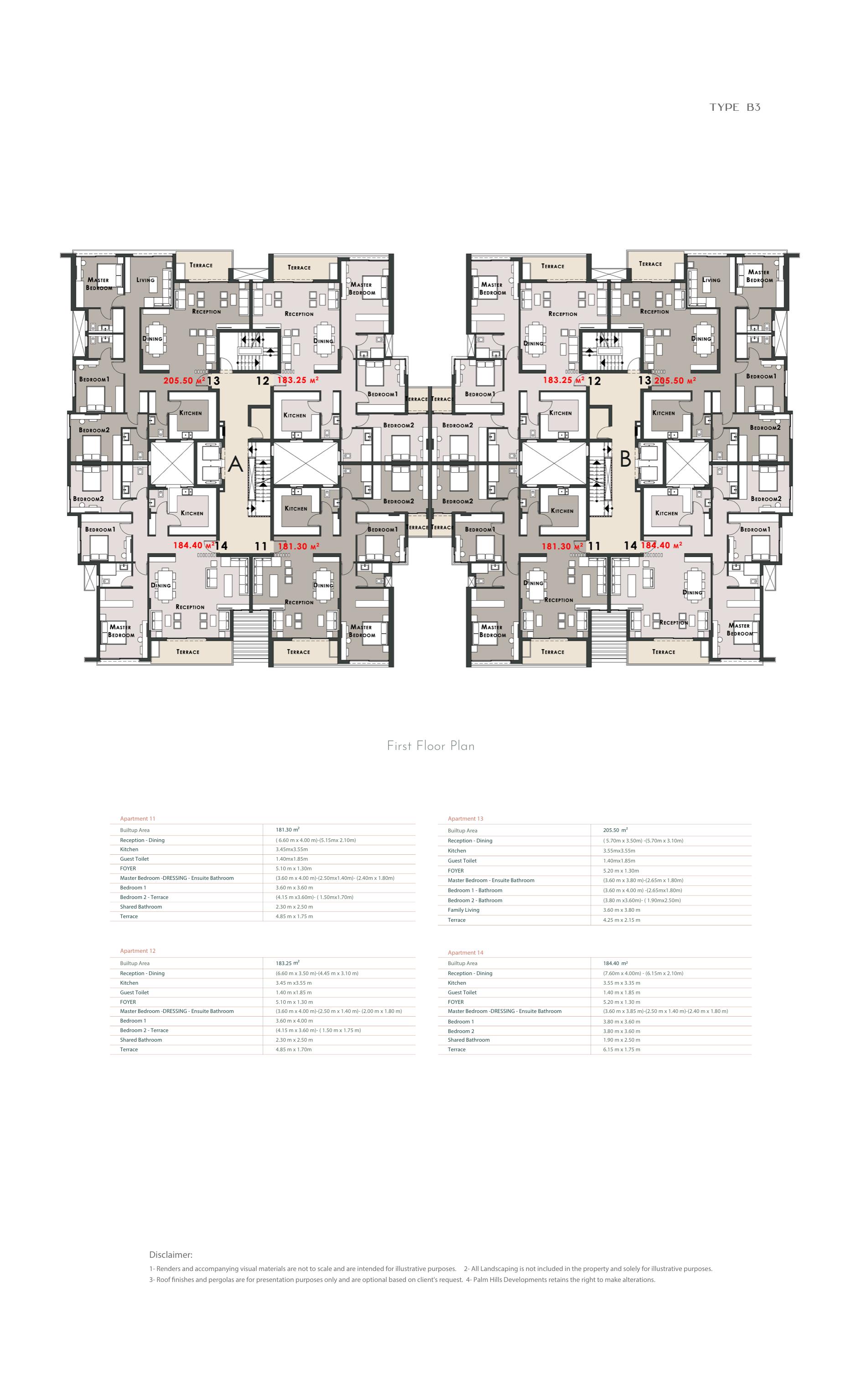 Floor plan for apartment at Palm Hills New Cairo
