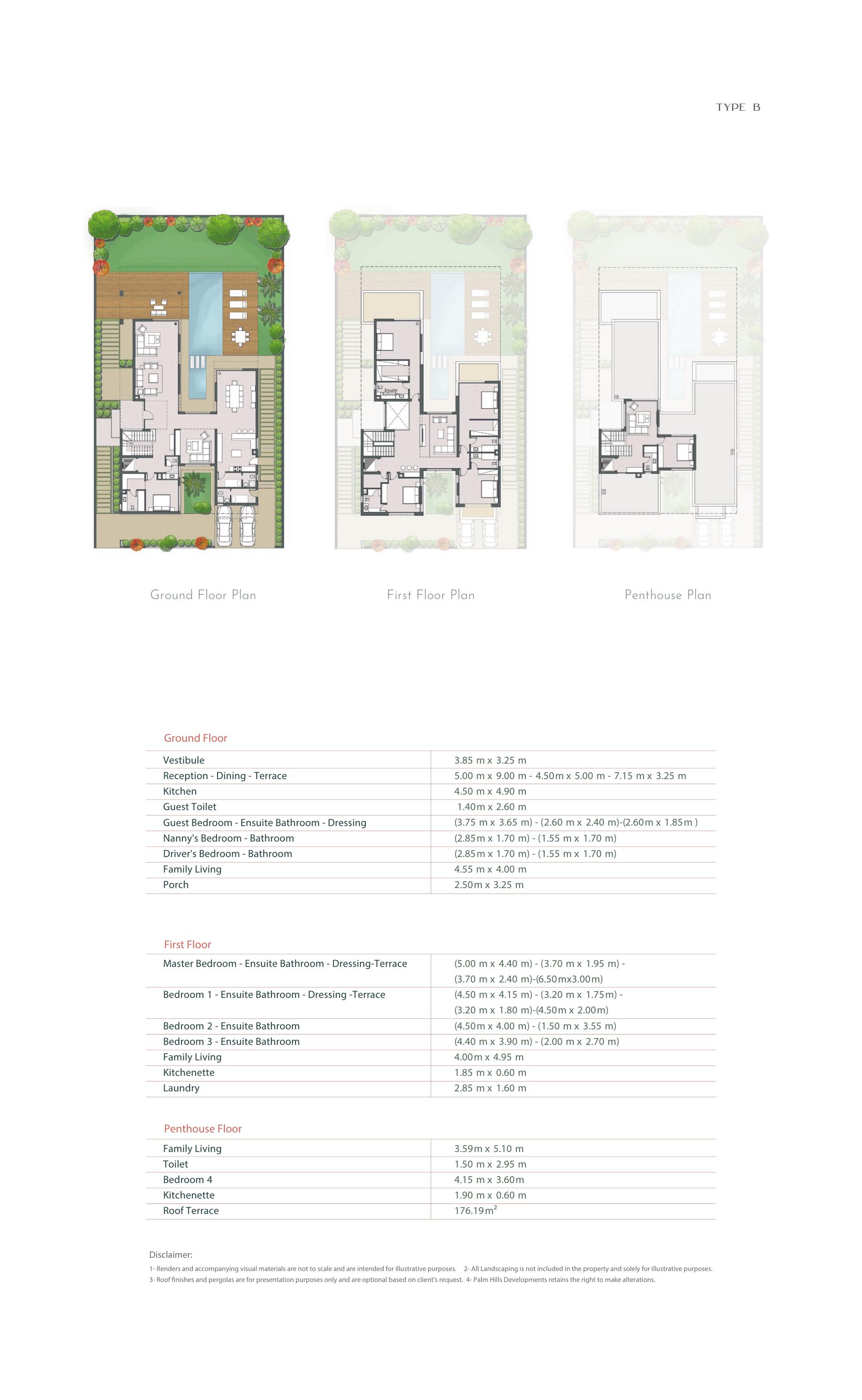 Floor plan for villa at Palm Hills New Cairo
