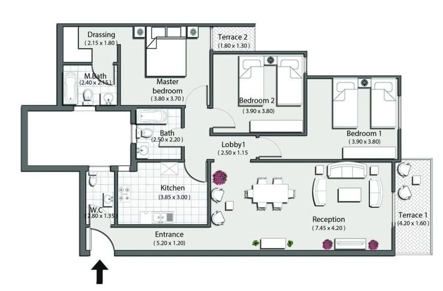 Floor plan for apartment at La Mirada