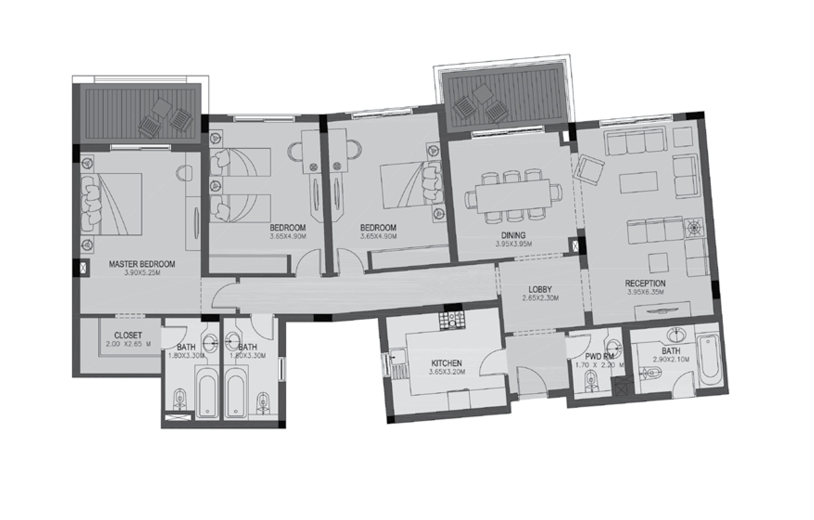 Floor plan for apartment at Uptown Cairo