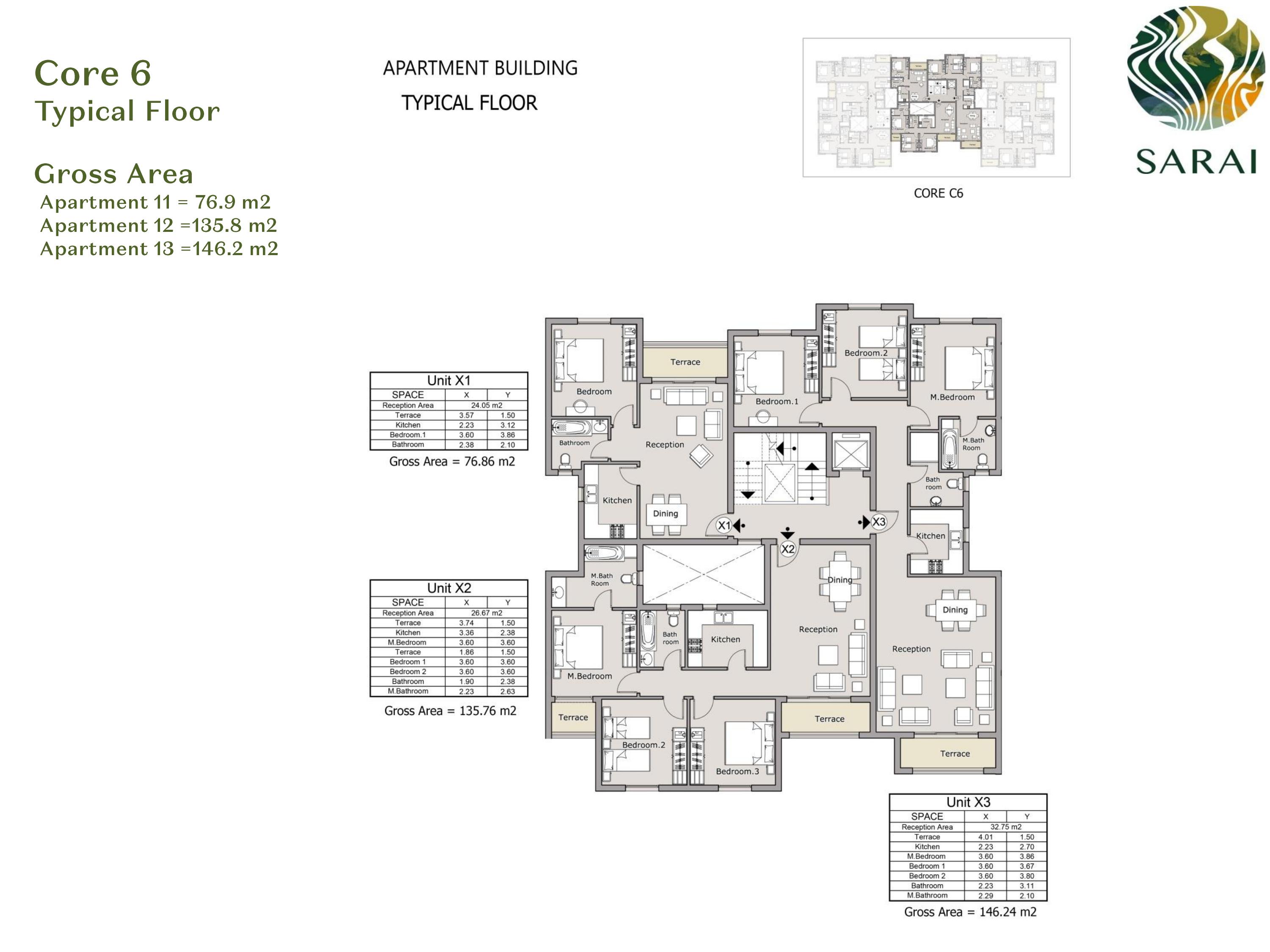 Floor plan for apartment at Sarai