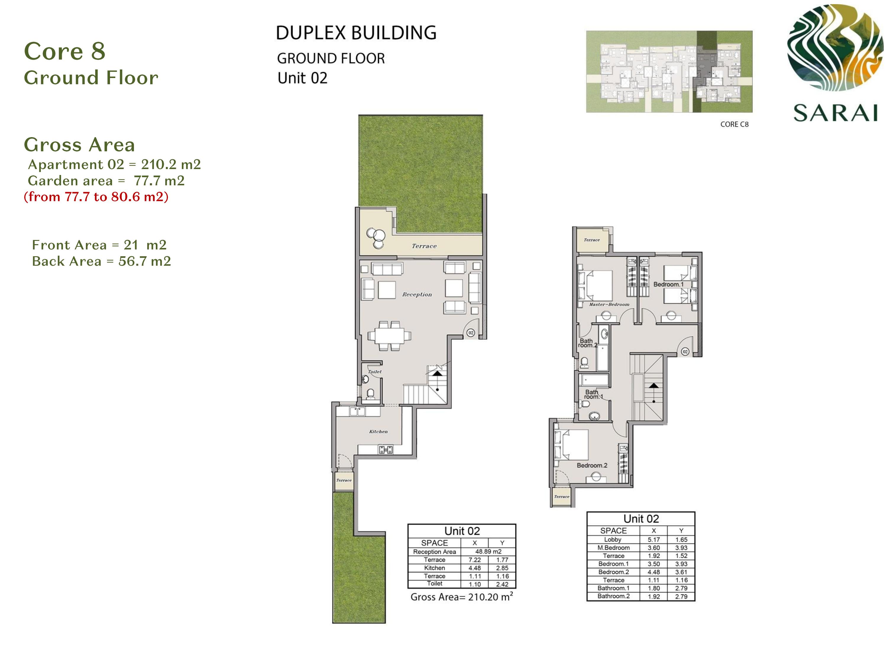 Floor plan for duplex at Sarai