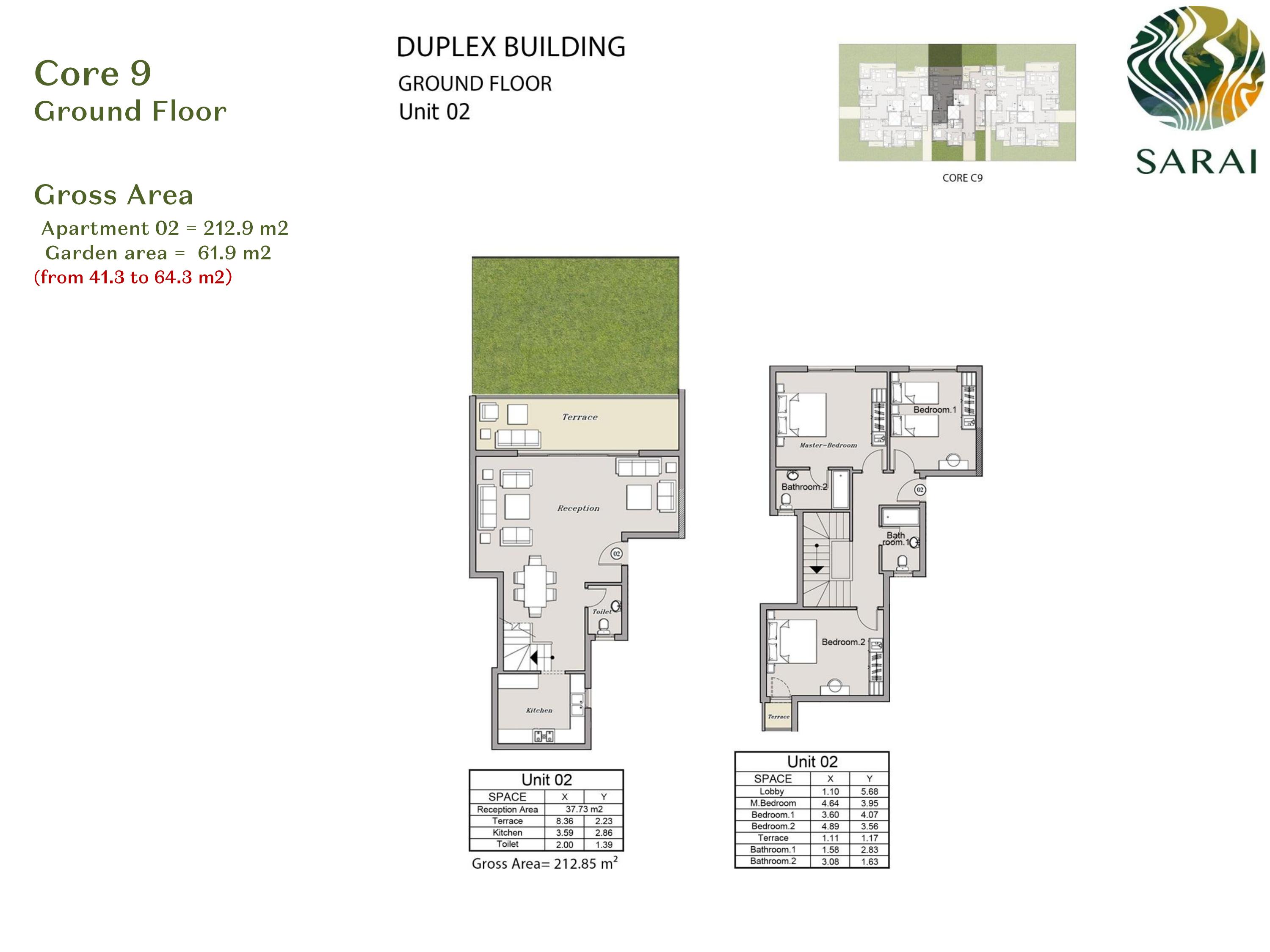 Floor plan for duplex at Sarai
