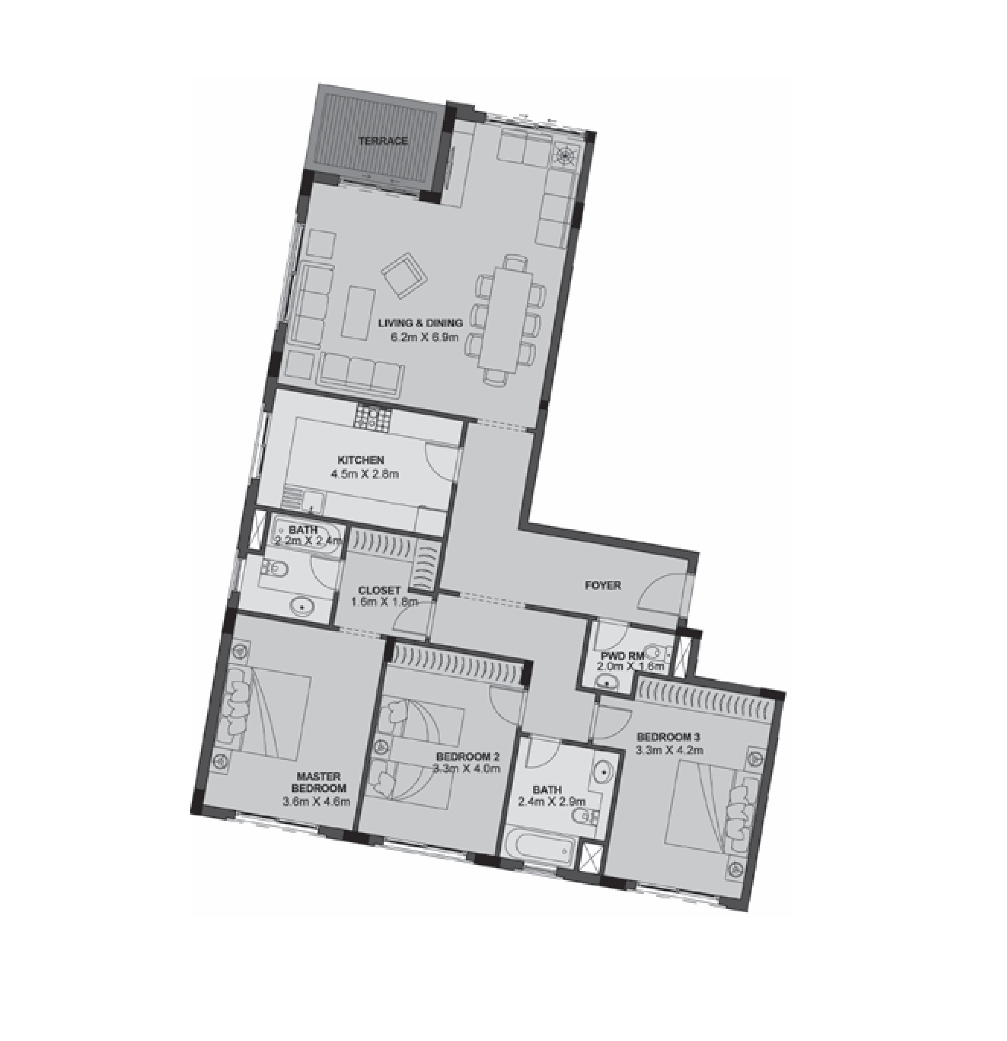 Floor plan for apartment at Uptown Cairo