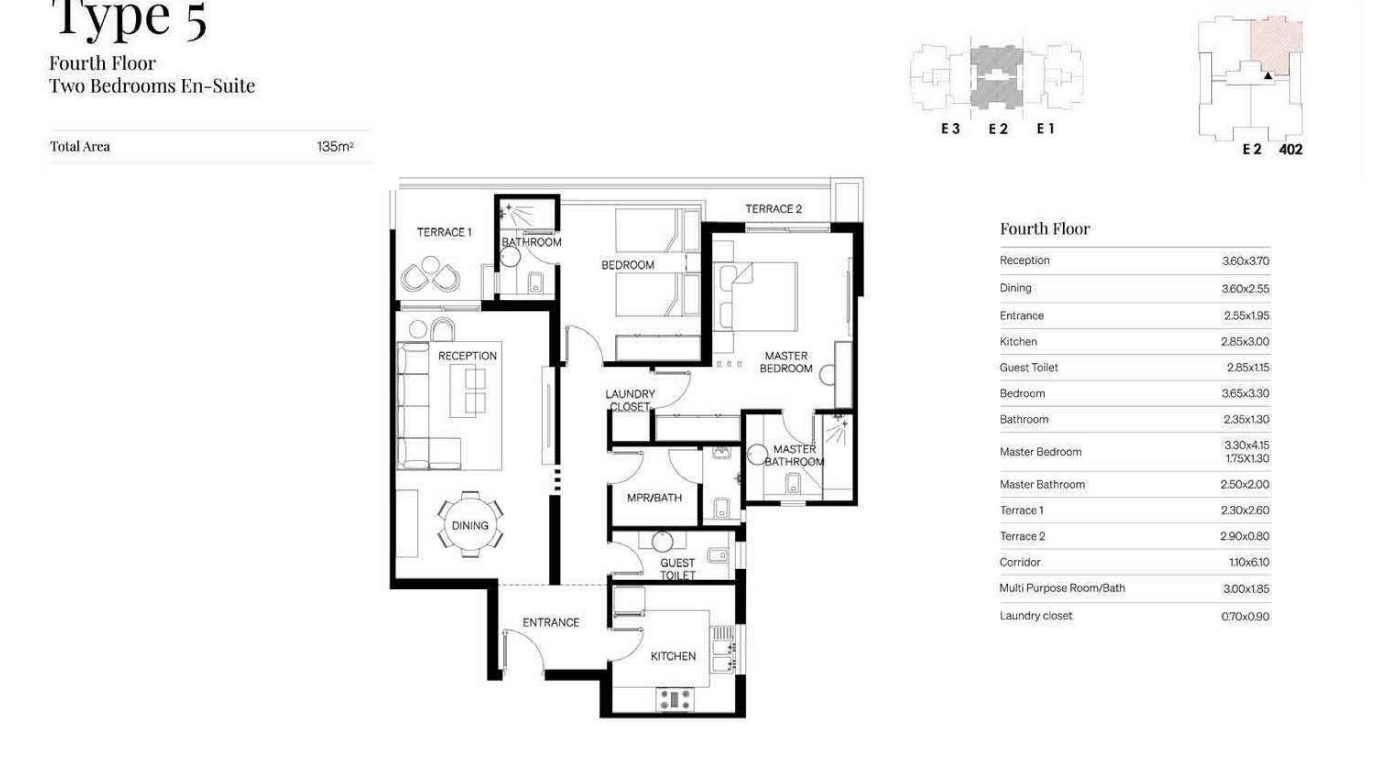 Floor plan for apartment at Trio