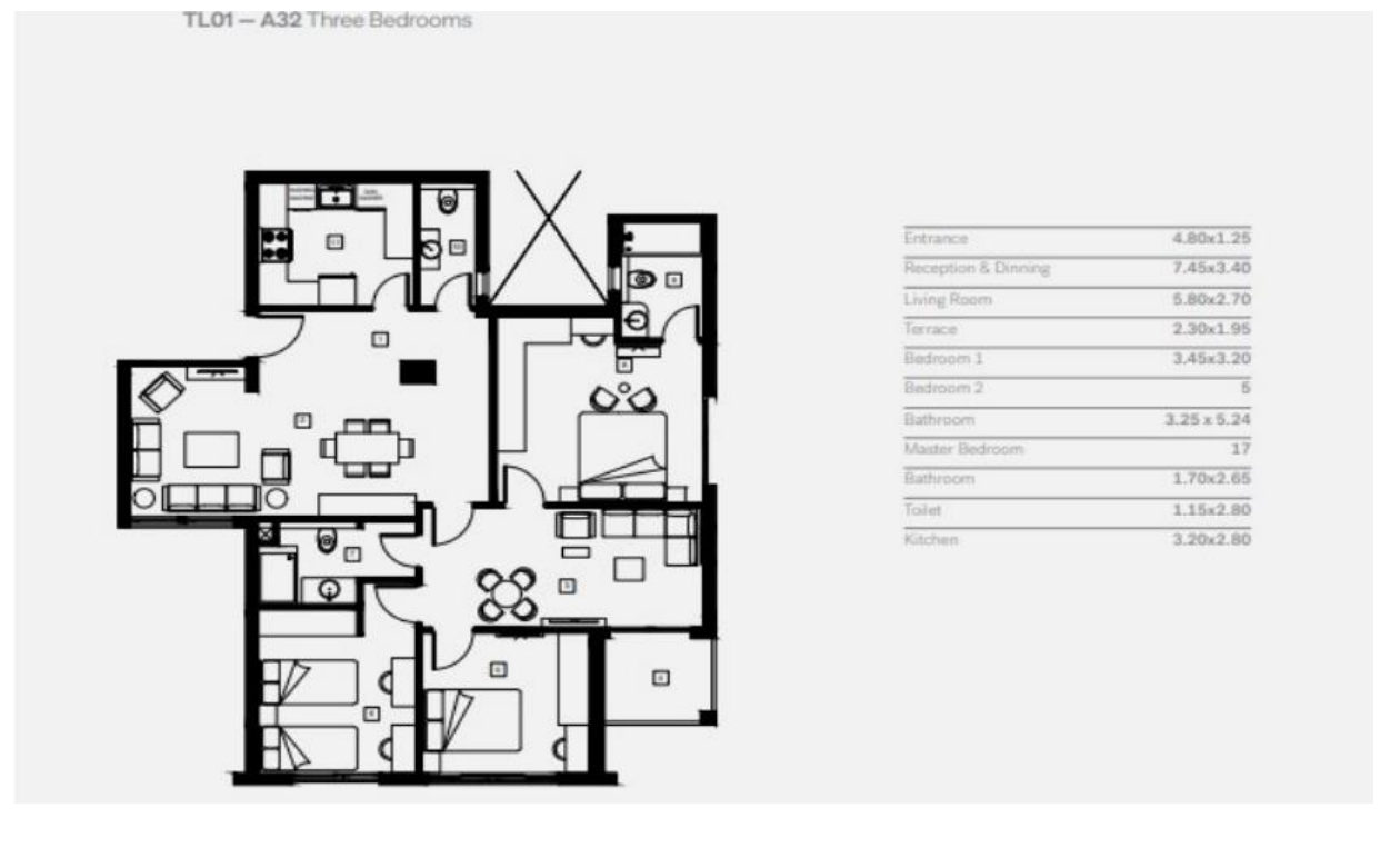 Floor plan for apartment at Trio