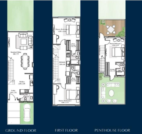Floor plan for townhouse at Azzar Legacy