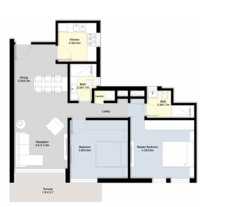 Floor plan for apartment at Bloomfields