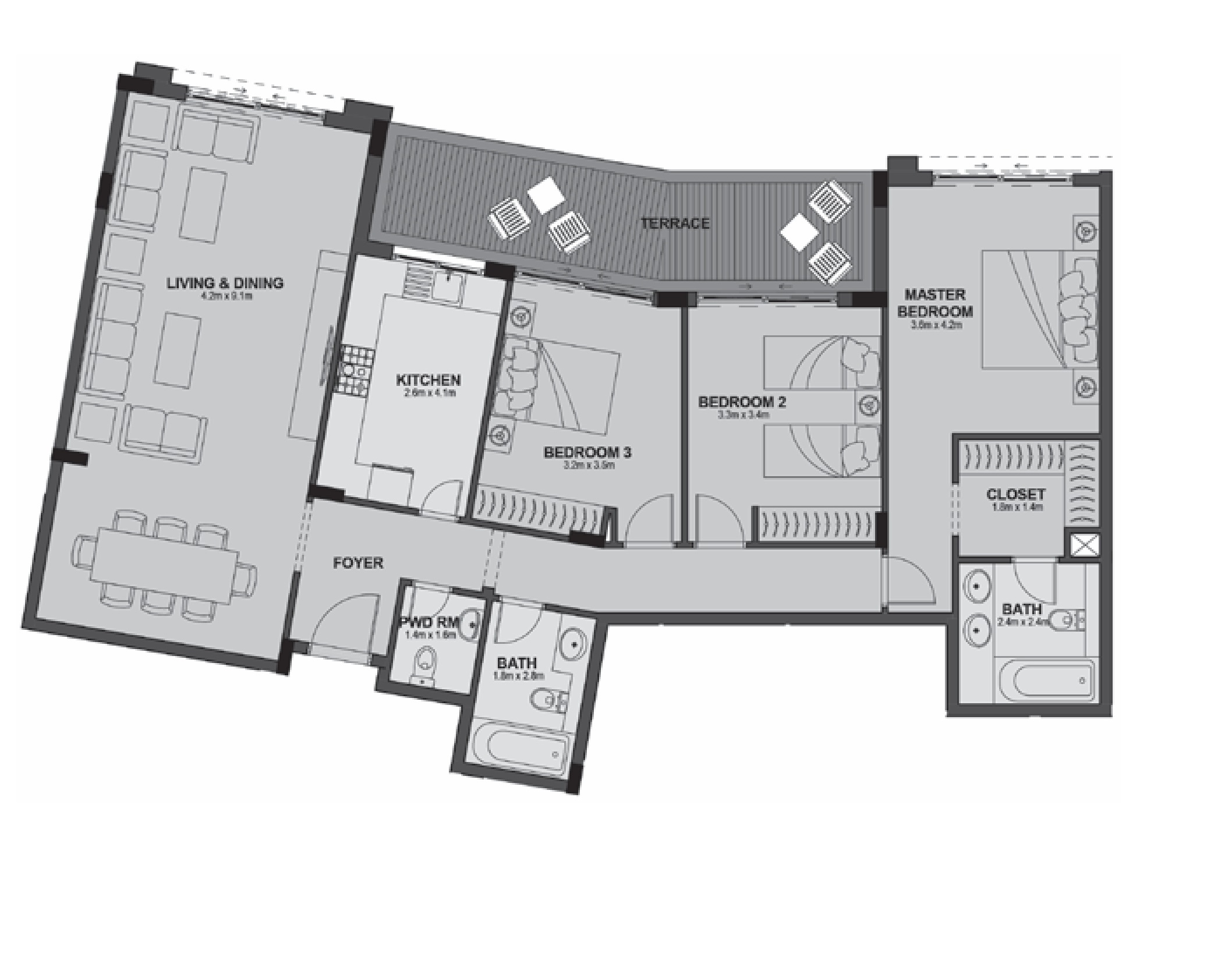 Floor plan for apartment at Uptown Cairo