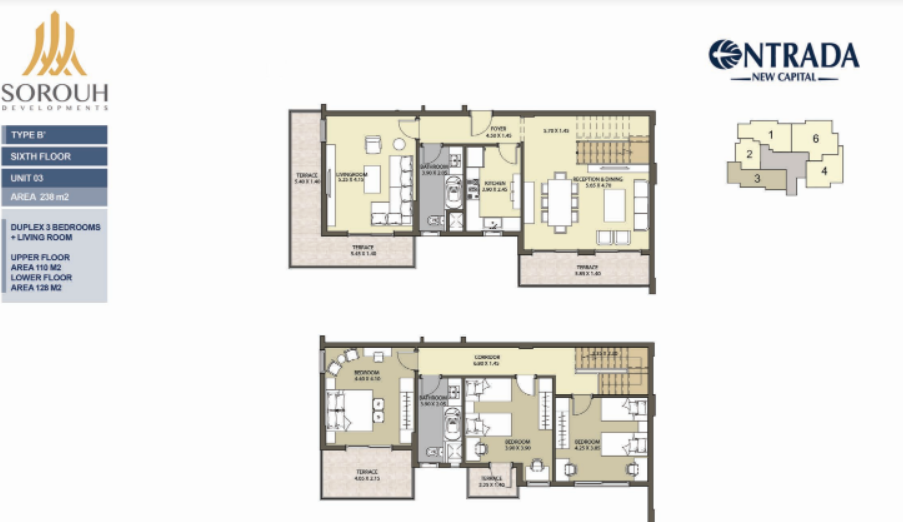 Floor plan for duplex at Entrada
