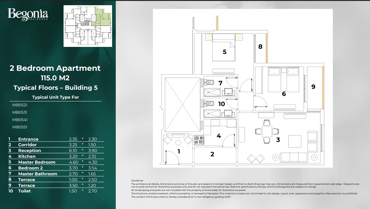 Floor plan for apartment at Begonia Residence