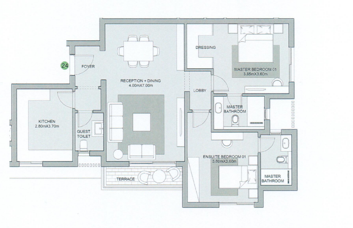 Floor plan for penthouse at The Estates Residence