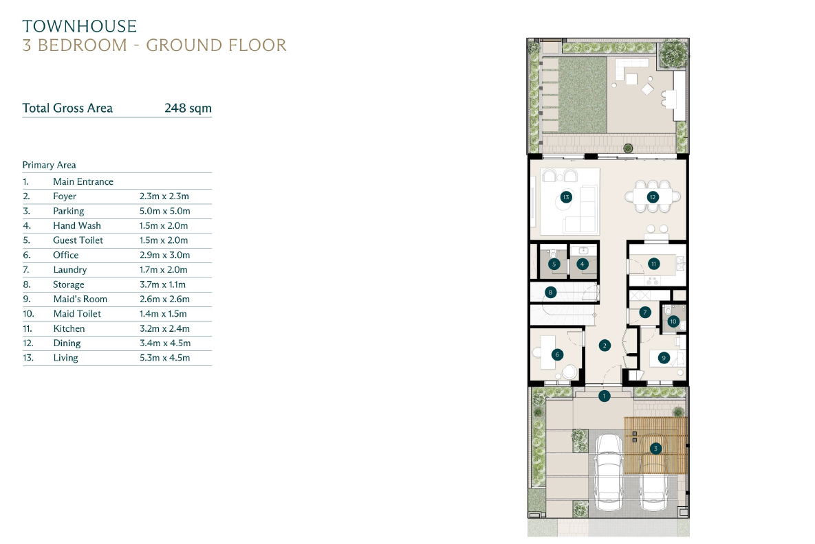 Floor plan for townhouse at Ras El Hekma Egypt