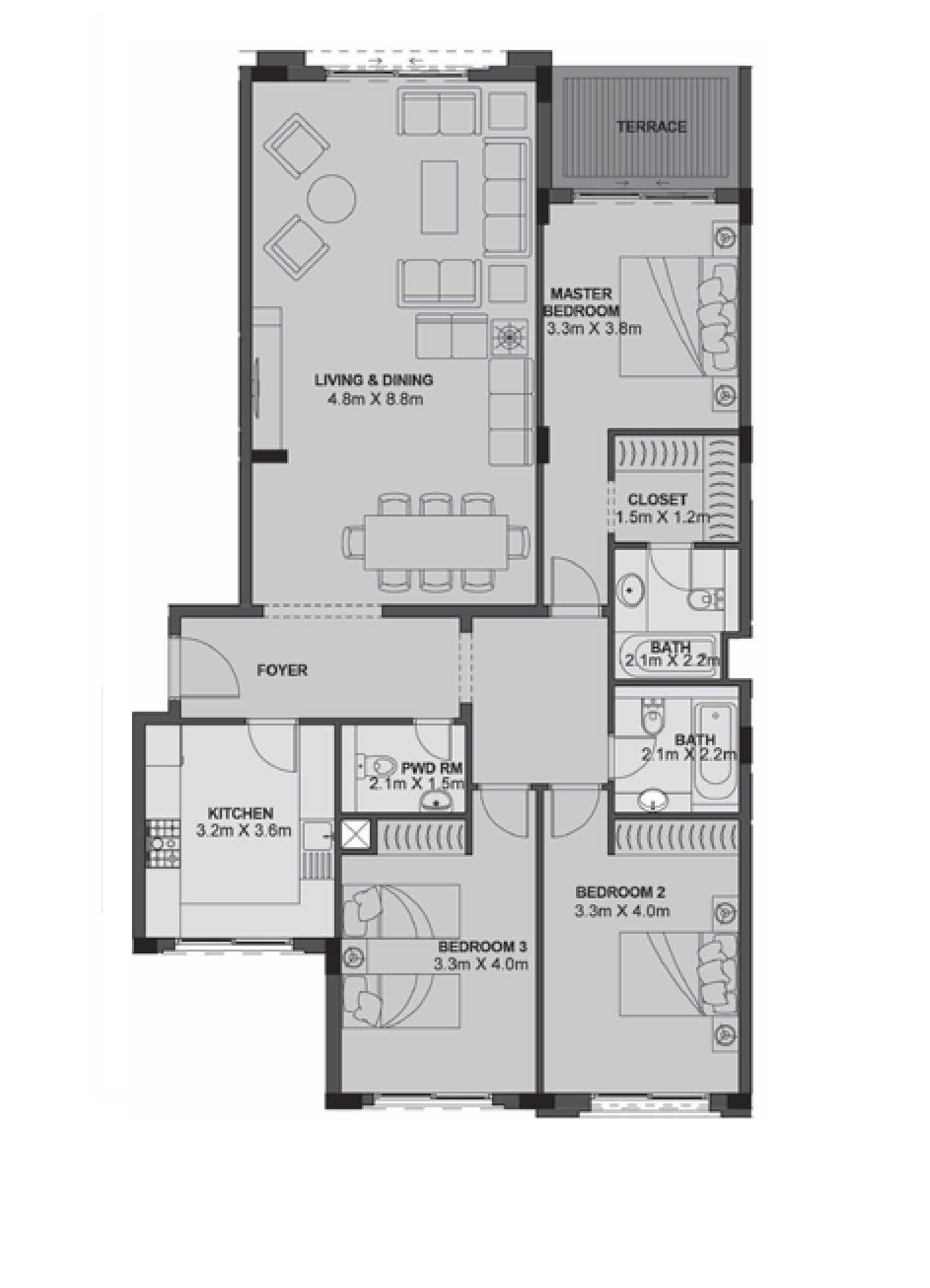 Floor plan for apartment at Uptown Cairo