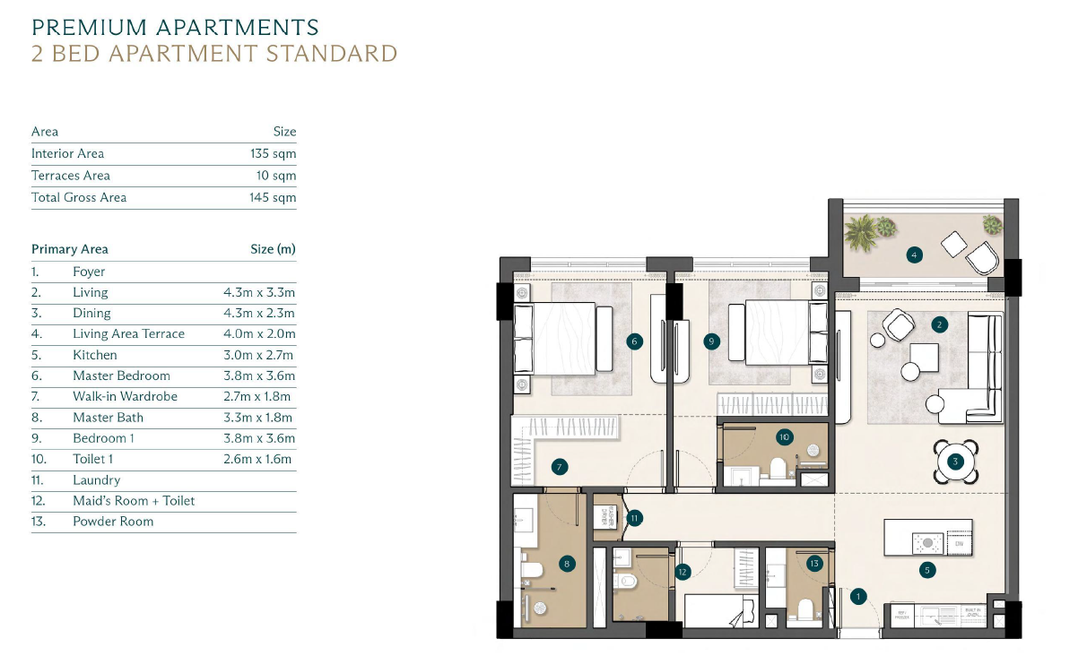 Floor plan for apartment at Ras El Hekma Egypt