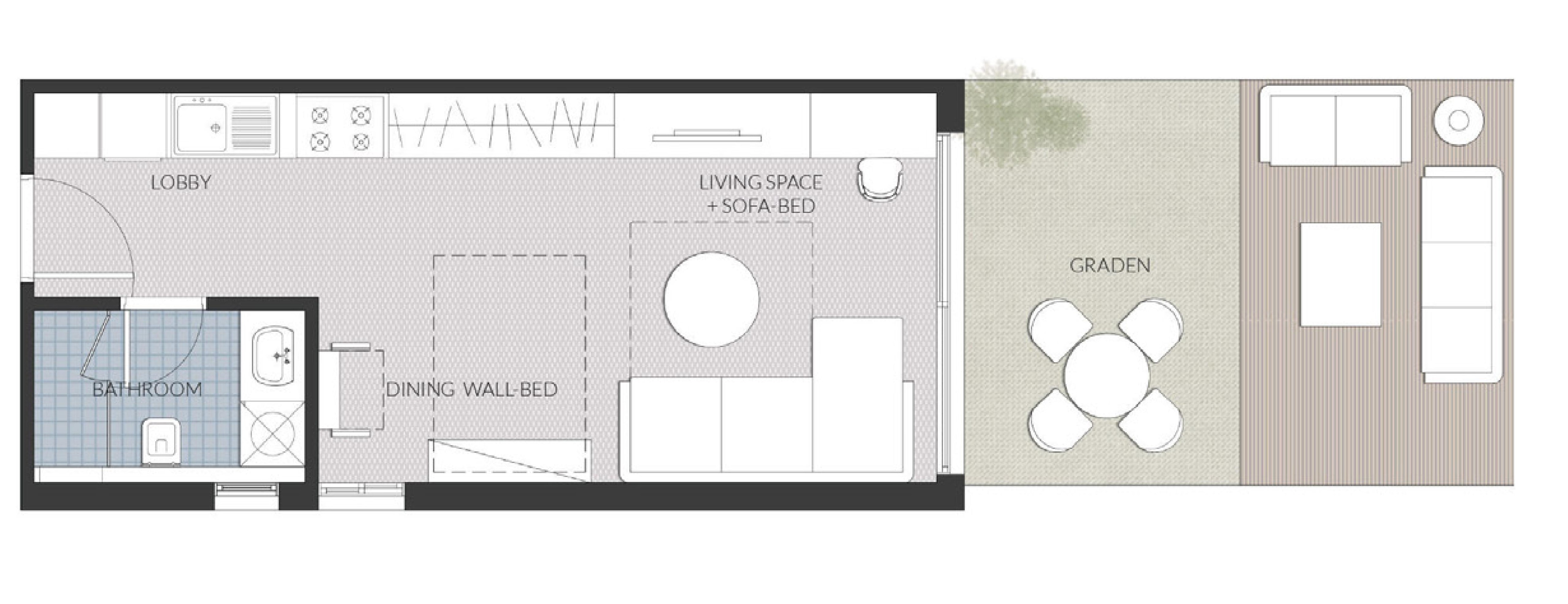 Floor plan for studio at AZAD
