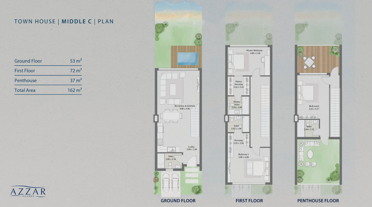 Floor plan for townhouse at Azzar Island
