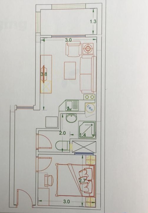 Floor plan for chalet at Porto Sokhna