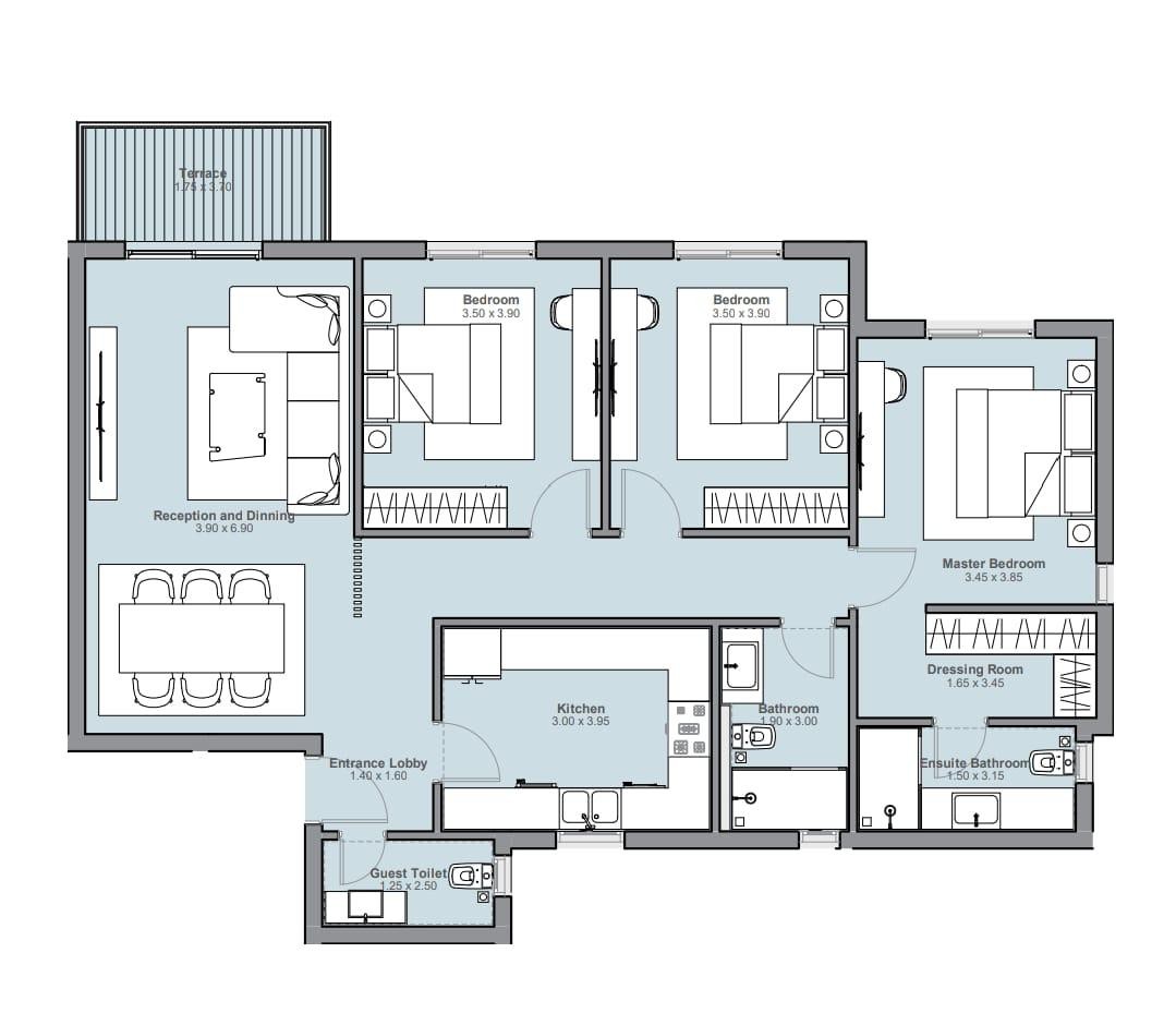 Floor plan for apartment at Ashgar City