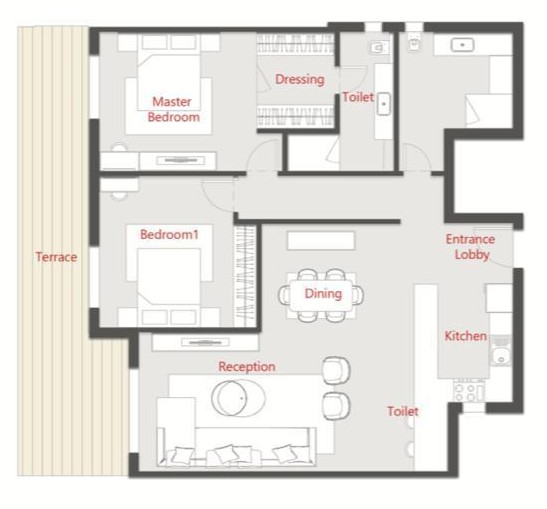 Floor plan for apartment at Al Karma Kay