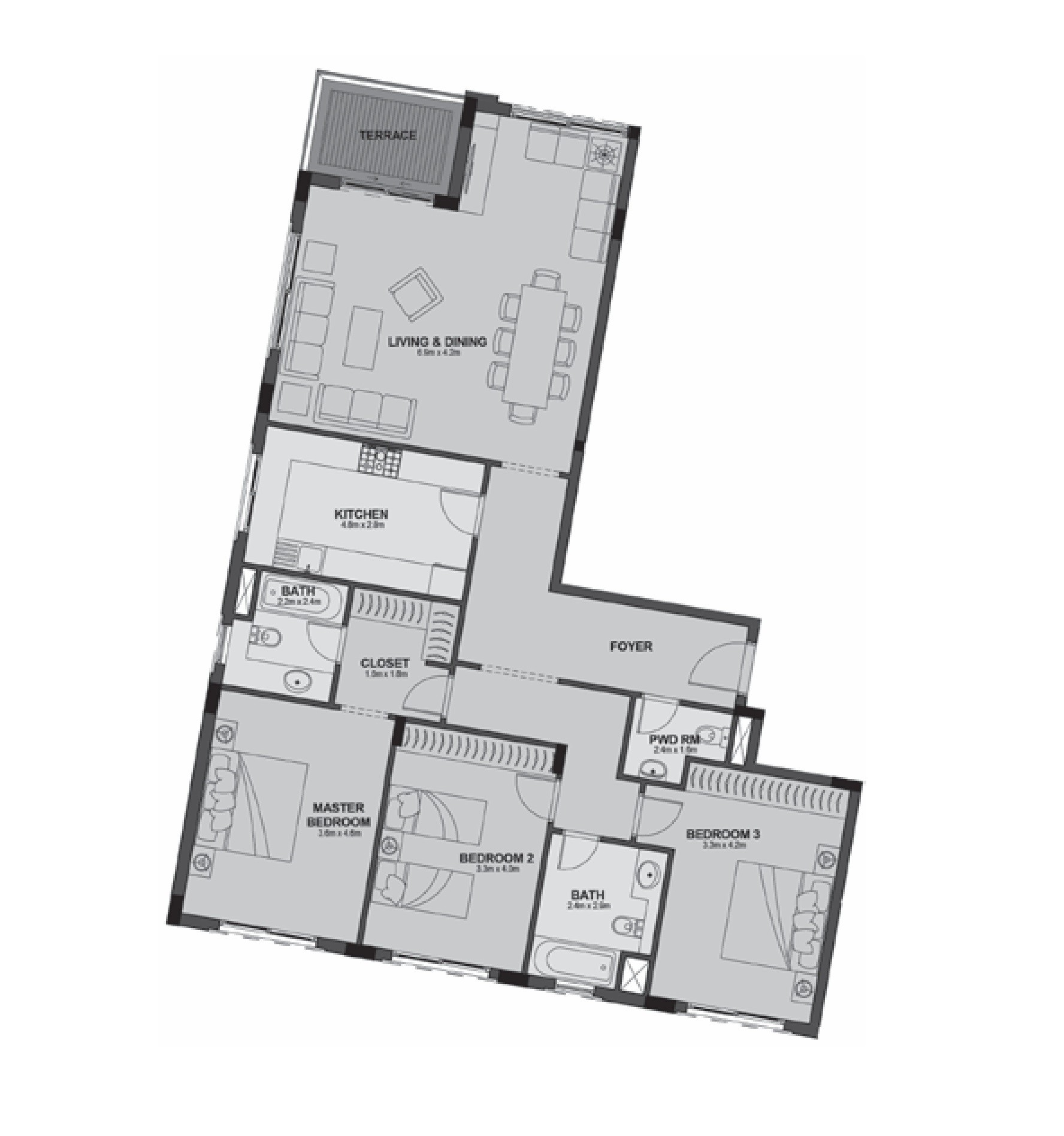 Floor plan for apartment at Uptown Cairo