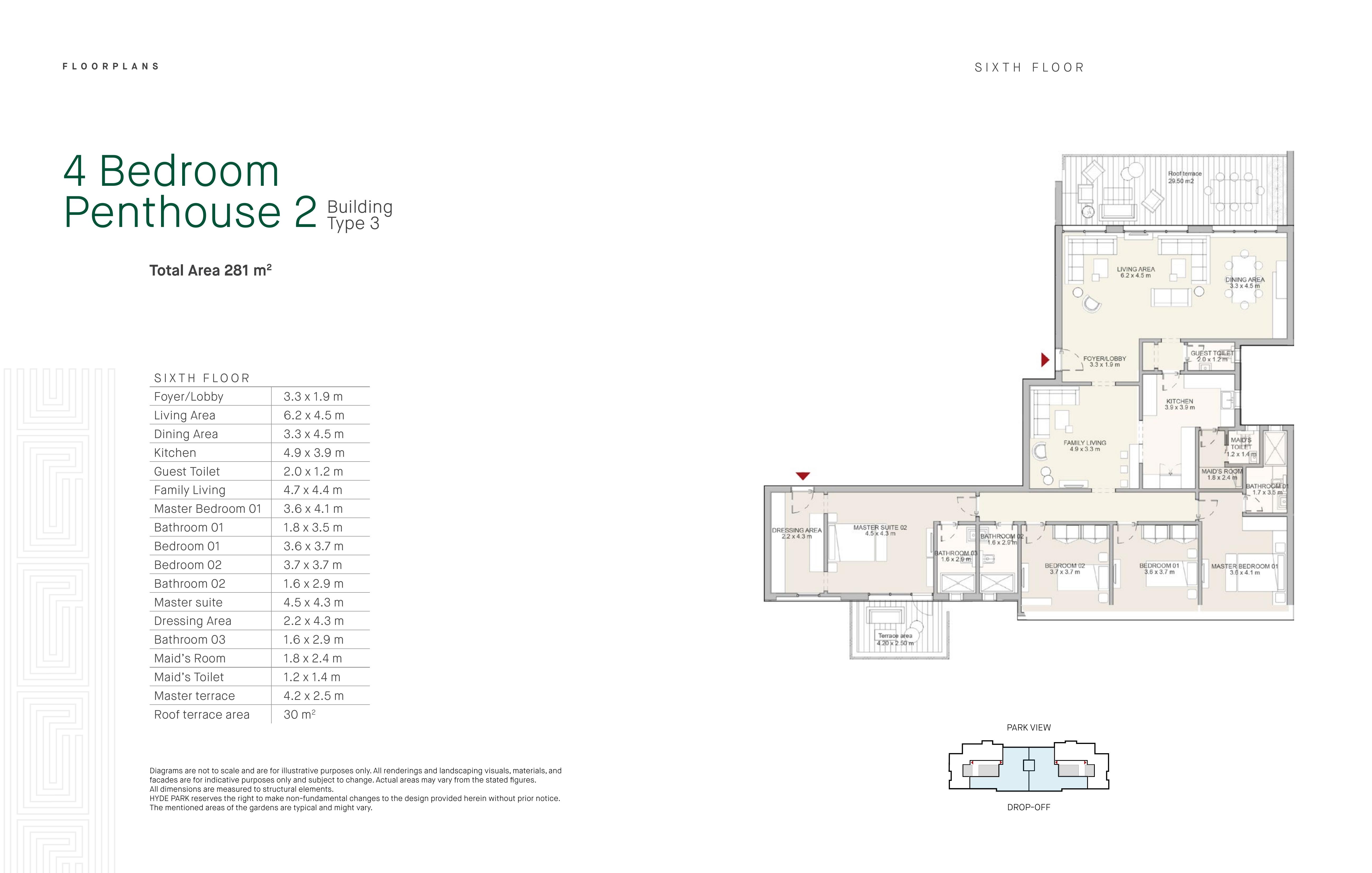 Floor plan for penthouse at Hyde Park