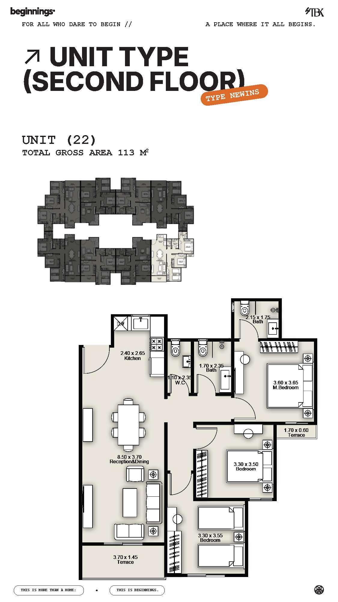 Floor plan for apartment at Beginnings