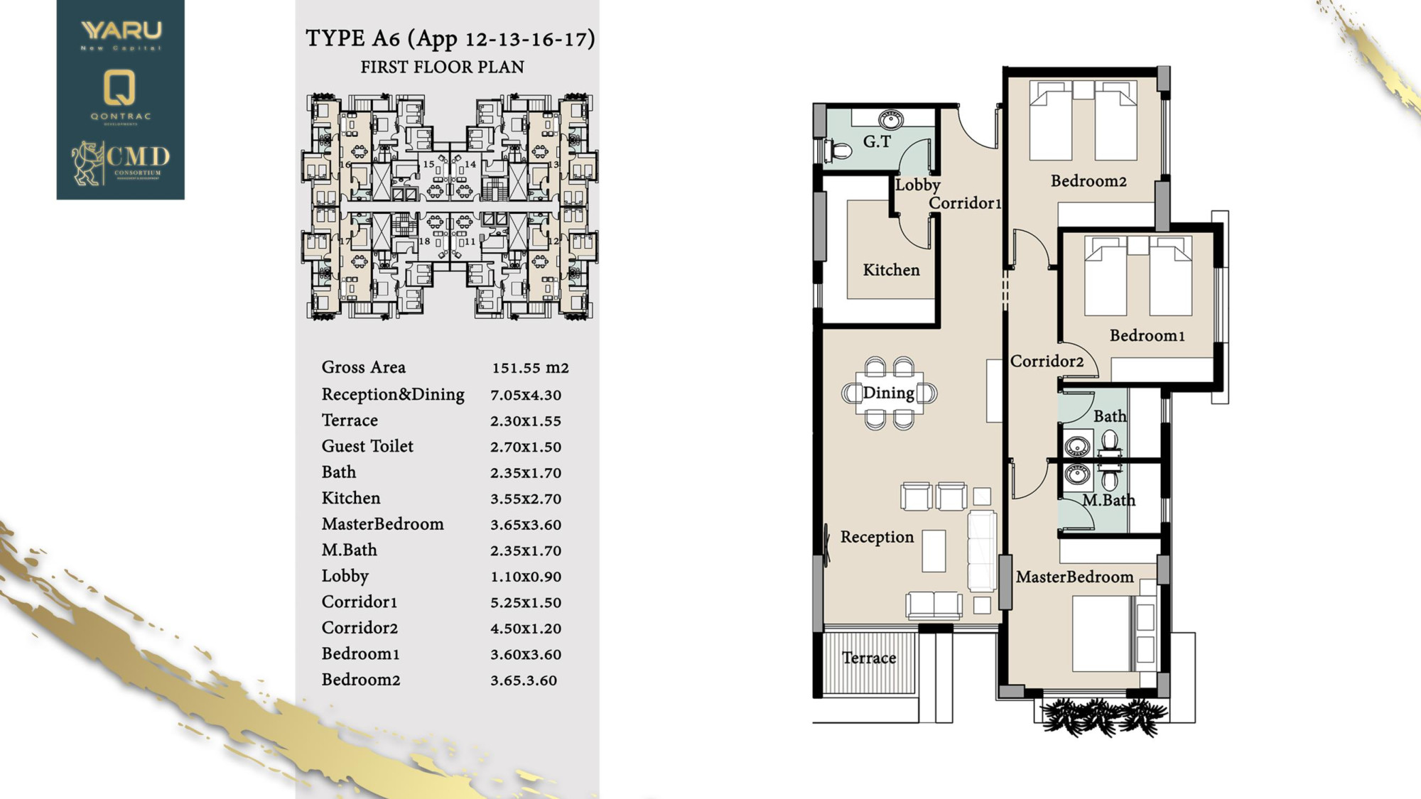 Floor plan for apartment at Yaru