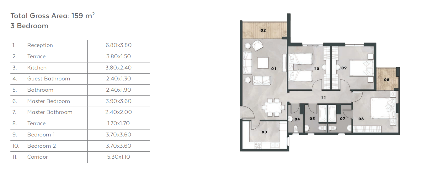 Floor plan for apartment at Vinci