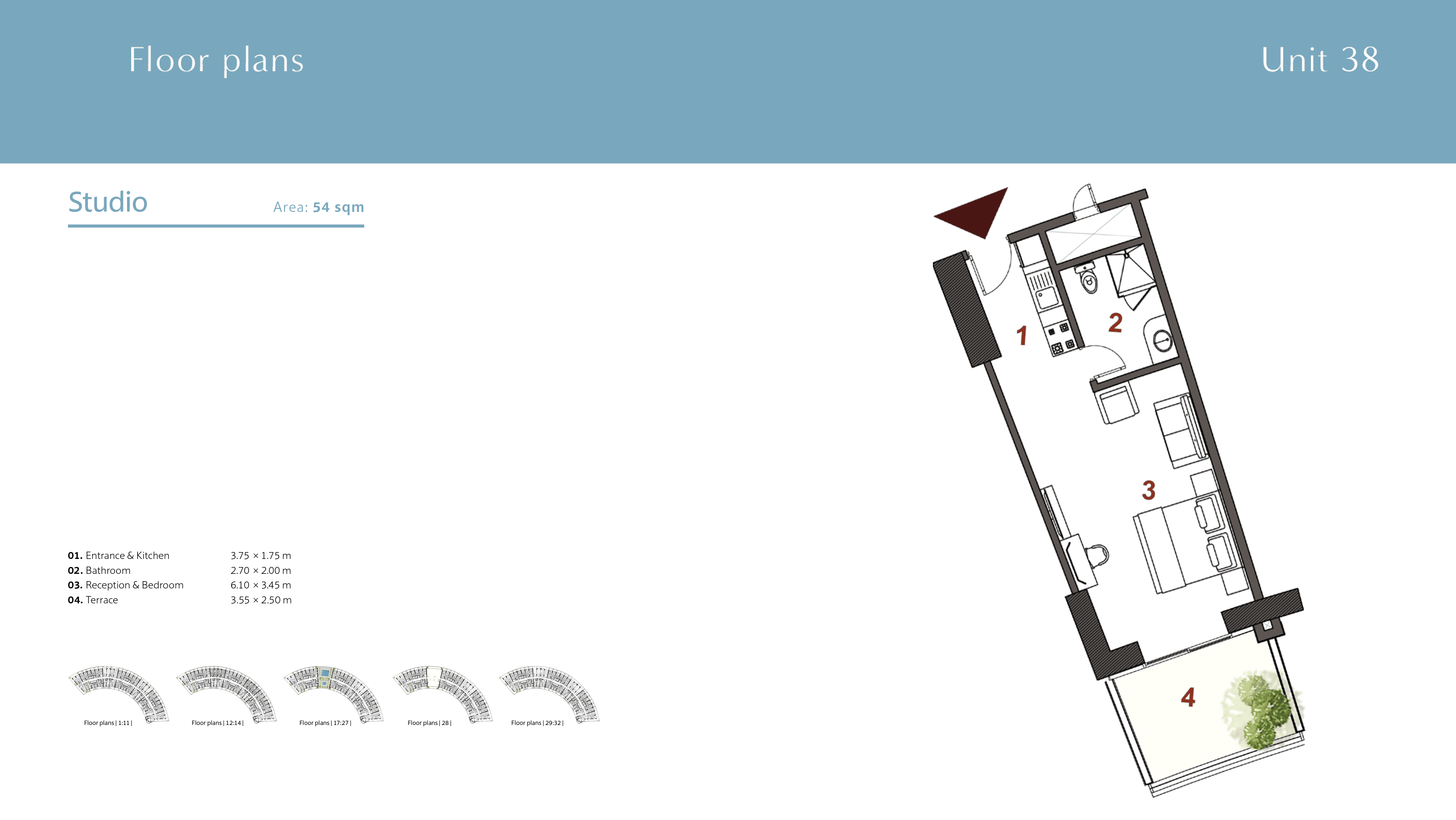 Floor plan for studio at The Gate - New Alamein