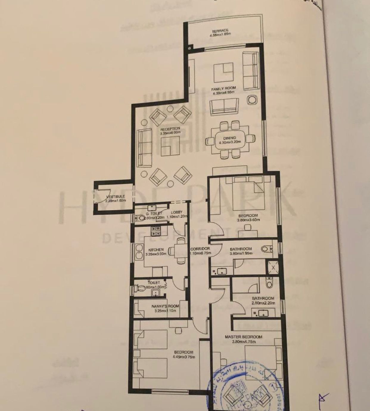 Floor plan for apartment at Hyde Park